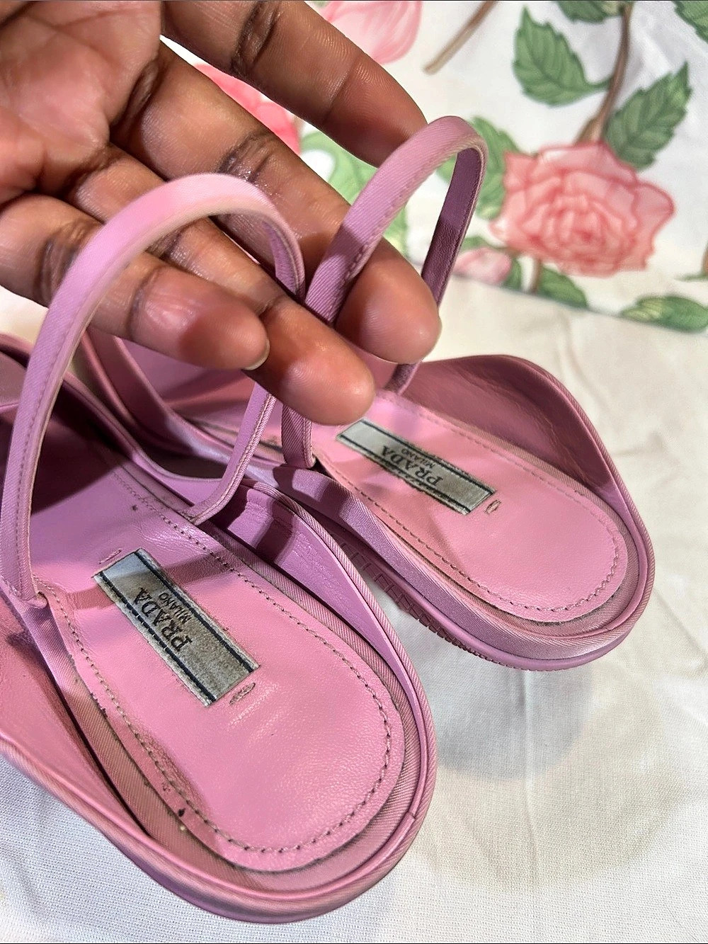 Prada Pink Pointed-Toe Slingback Heels US 7.5/37.5 Pre-Loved, Only Selling Shoe
